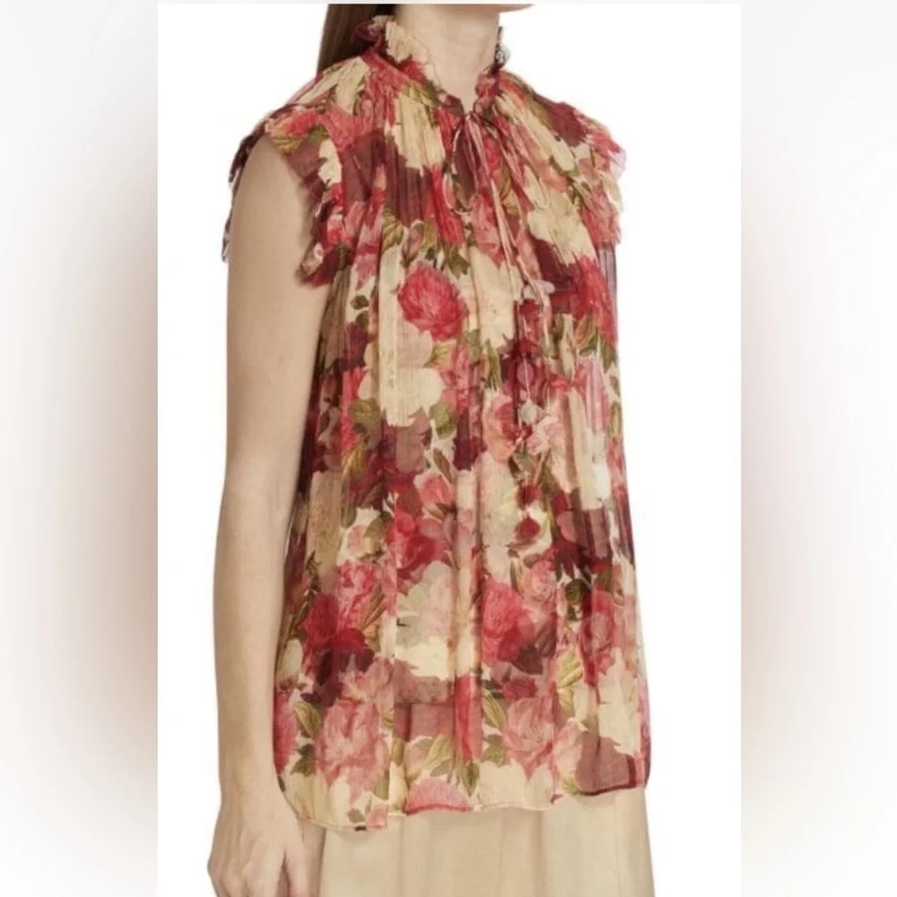 ZIMMERMANN wonderland floral silk top 2 (6-8) - Picture 2 of 8